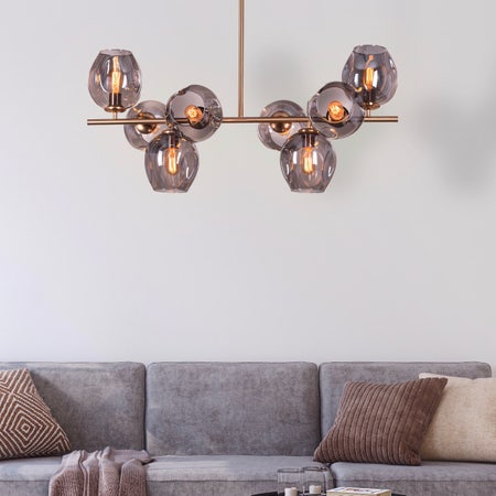 The Night Is Young (Medium, Smokey Grey, 8 Head) Glass Chandelier