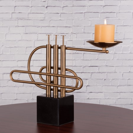 Jazz Nights (Gold / Black) Marble Candle Holder