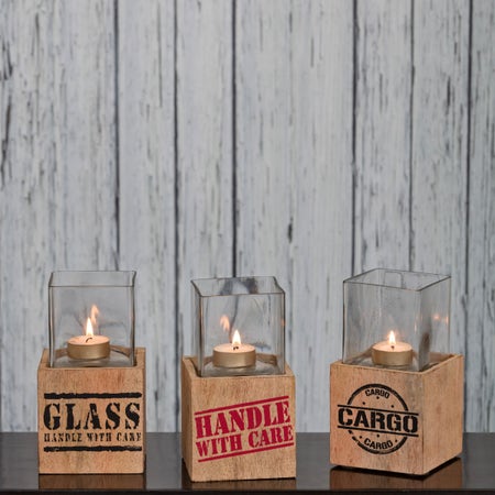 Crate Me Away (Wooden / Glass) Candle Holders