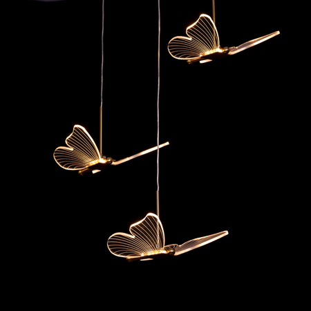 Butterfly Kisses (Medium, Gold, Dimmable LED with Remote Control) Chandelier