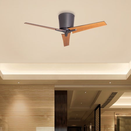 Sutton (122 cm Span, Black Finish Metal Body, Teak Finish Teak Wood Blades) Ceiling Fan