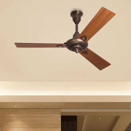 Solano Summer (127 cm Span, Antique Bronze Finish Metal Body, Walnut Finish Teak Wood Blades) Ceiling Fan