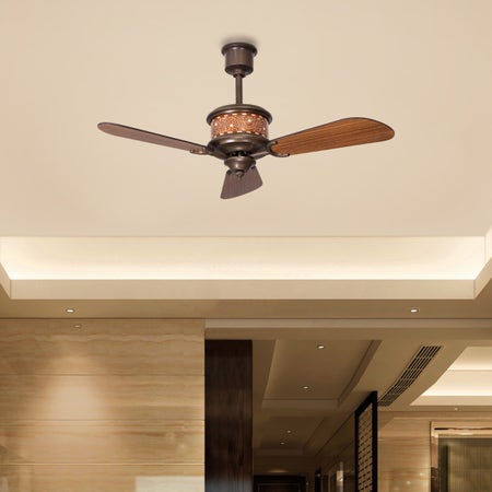 Visionary Victor (122 cm Span, Mahogany Finish Metal Body, Mahogany Finish Teak Wood Blades) Ceiling Fan