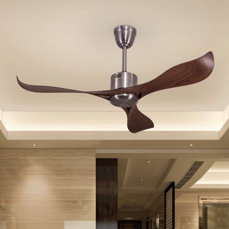 Marissa (132 cm Span, Steel Finish Metal Body, Walnut Finish ABS Blades) Ceiling Fan