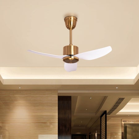 Maya Valley (102 cm Span, Gold Finish Metal Body, White Finish ABS Blades) Ceiling Fan