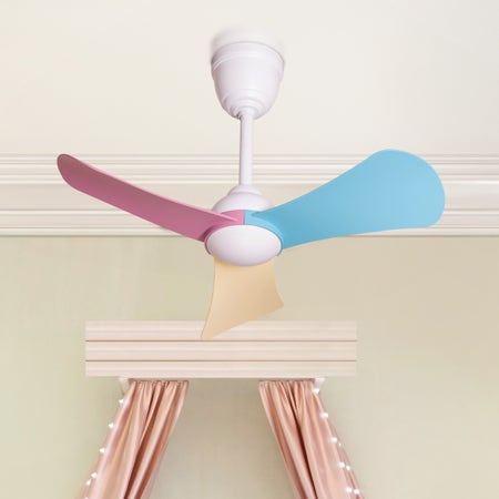 Ken & Barbie (Kid's Room 82 cm Span, White Finish Metal Body, Pastel Colour Finish ABS Blades) Ceiling Fan