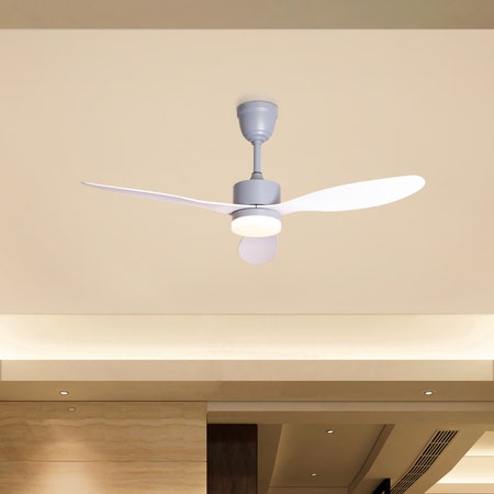 Salzburg Story (132 cm Span, Grey Finish Metal Body, White Finish ABS Blades) 3 Colour Dimmable LED with Remote Control Ceiling Fan