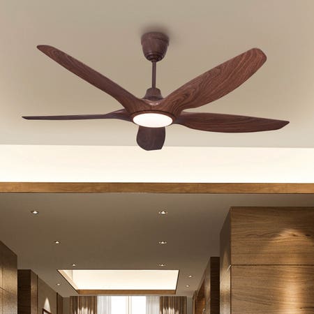 Revisited (152 cm Span, Walnut Finish Metal Body, Walnut Finish ABS Blades) Dimmable LED With Remote Control Ceiling Fan