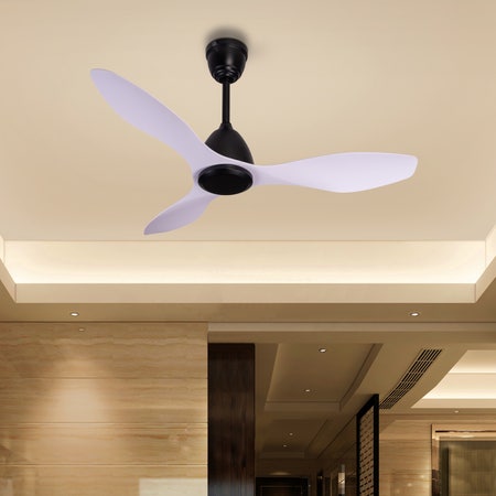 Moonchild (122 cm Span, Black Metal Body, White ABS Blades) Designer Ceiling Fan