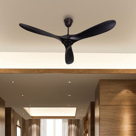 Devil's Advocate (132 cm Span, Black Metal Body, Black Finish Solid Wood) Designer Ceiling Fan