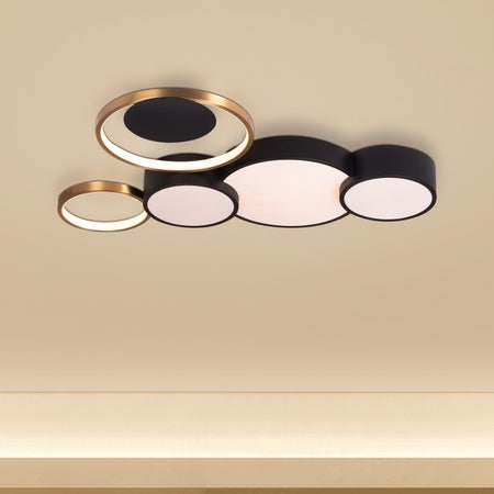 Redirected (Black, 3 Colour Dimmable LED with Remote Control) Ceiling Light