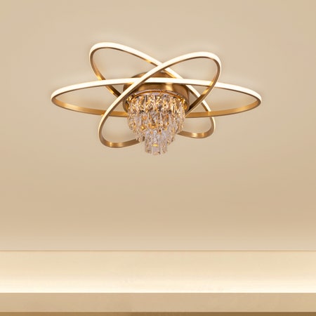 Make It Rain (Gold, 3 Colour Dimmable LED with Remote Control) Crystal Ceiling Light