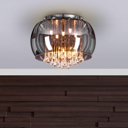 Enamoured (40 cm, Smokey Grey, Mirror Finish) Crystal Ceiling Chandelier