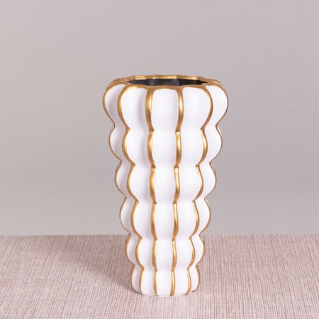 Canal Street (White/ Gold) Ceramic Vase