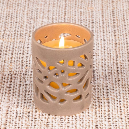 Candle In The Wind (Beige) Ceramic Candle Holder