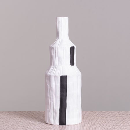 Standing Tall (Black/ White) Ceramic Vase