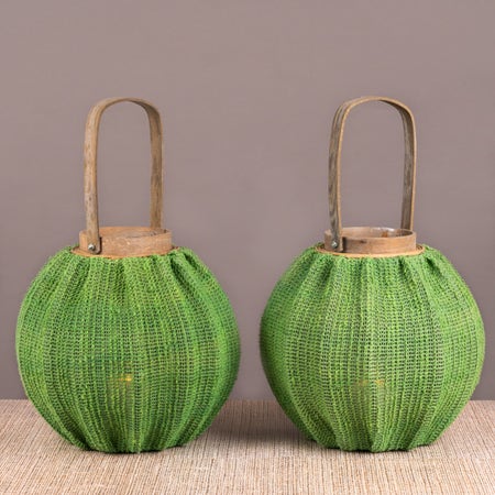 Very Vert (Green) Wooden Lanterns (Set of 2)