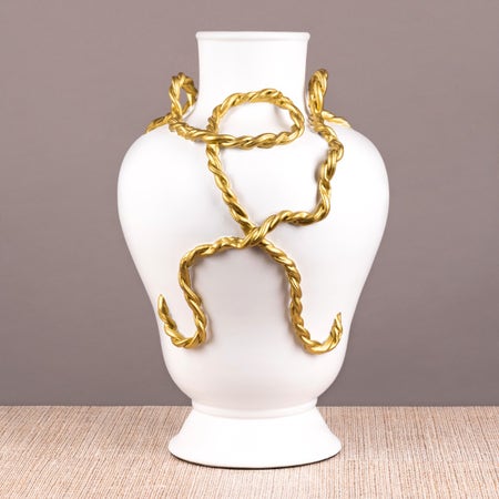 Greek Legend (White/Gold) Ceramic  Vase 