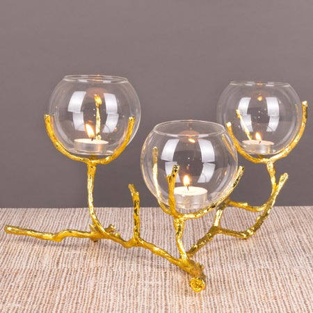 Step It Up (Gold) Glass Candle Holders