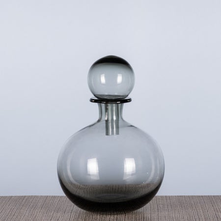 Wine & Dine (Round, Grey) Clear Glass Vase