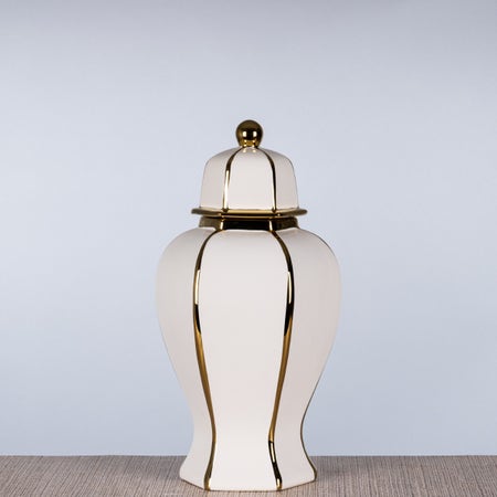 Artsy Amphora (Large, White / Gold) Ceramic Vase