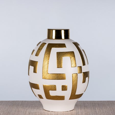 Glazed Glamour (White / Gold) Ceramic Vase