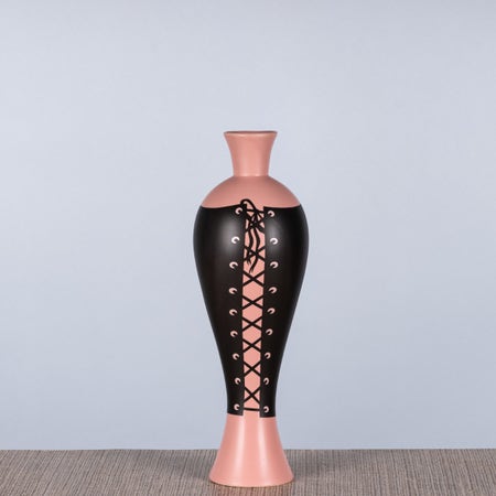 Tie Me In (Pink / Black) Ceramic Vase