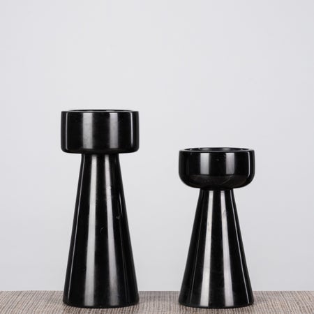 Twinning Noir (Black) Marble Candle Holders