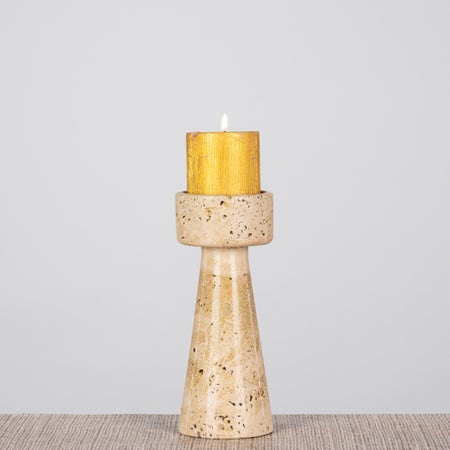 Twinning Sable (Large, Beige) Marble Candle Holder	