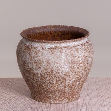 Hailstorm (Small, White / Rustic Brown / Holland Tulip) Ceramic Planter