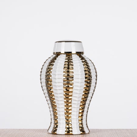 Moon Over (White / Gold) Ceramic Vase