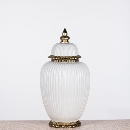 Twilight Tale (White / Gold) Ceramic Vase