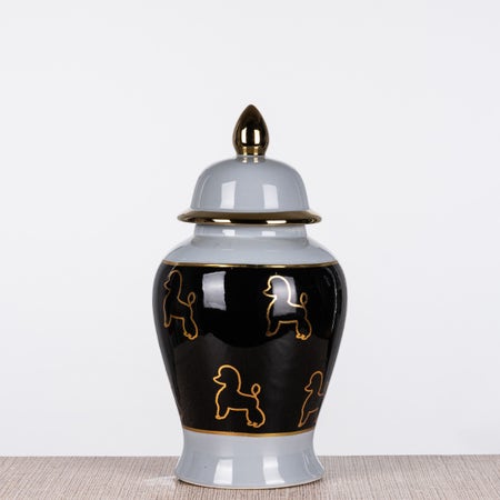 Palace pride (Lavender Grey / Gold / Black) Ceramic Vase