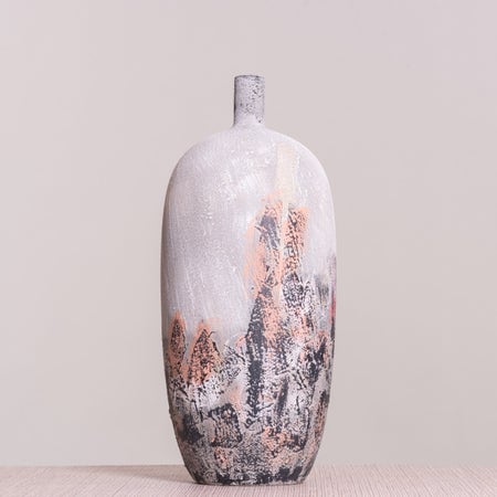 Blush On (Grey/Black/Pink) Textured Ceramic Vase