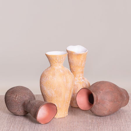 Orange Is The New Black Textured Ceramic Vases