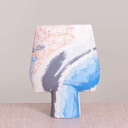 Tale Of Taunt (White/ Blue/ Grey) Textured Ceramic Vase