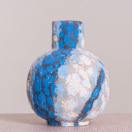 Chasing Rainbows (White/Grey/Blue ) Textured Ceramic Vase