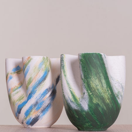 Forest Sky Textured Ceramic Vases