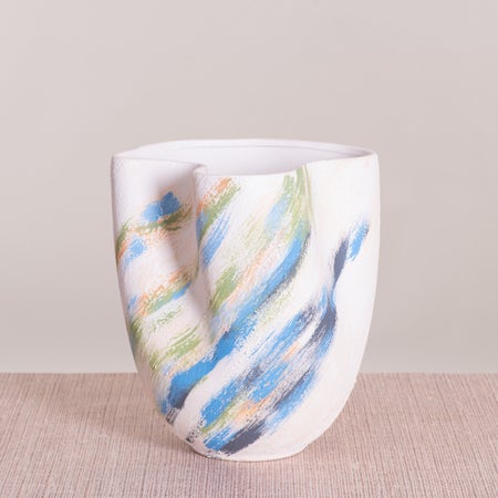 Forest Sky (White/ Blue/ Black) Textured Ceramic Vase