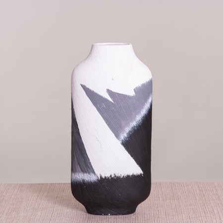 Windmills (White/ Black) Textured Ceramic Vase