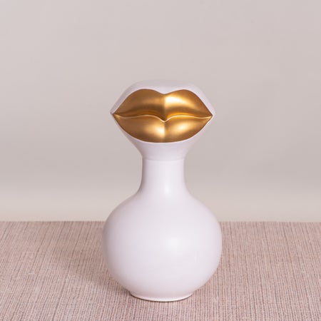 Kiss & Tell (White/ Gold) Ceramic Home Decor