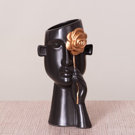 Forever Rose (Black) Ceramic Vase