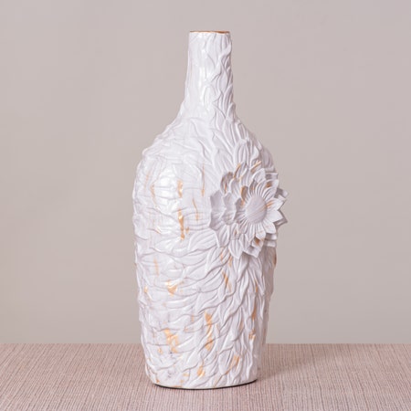 Late Bloomer (White/Gold) Ceramic Vase