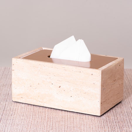 Ladylike (Beige/Gold) Marble Tissue Box