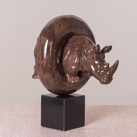 Rhino Ranch (Brown/Black) Marble Home Decor