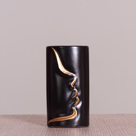 Walk On The Bright Side (Stout, Black/Gold) Ceramic Vase