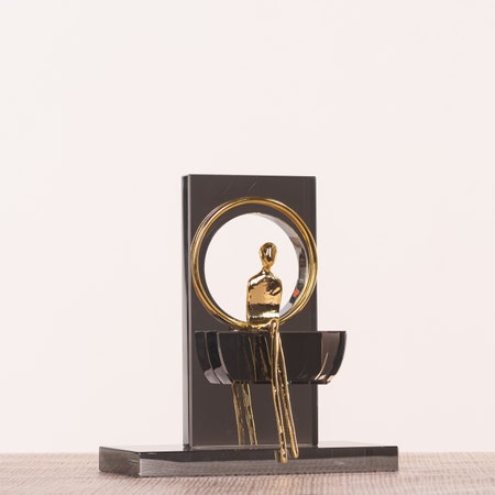 Sitting Pretty (Black, Gold) Glass Home Decor