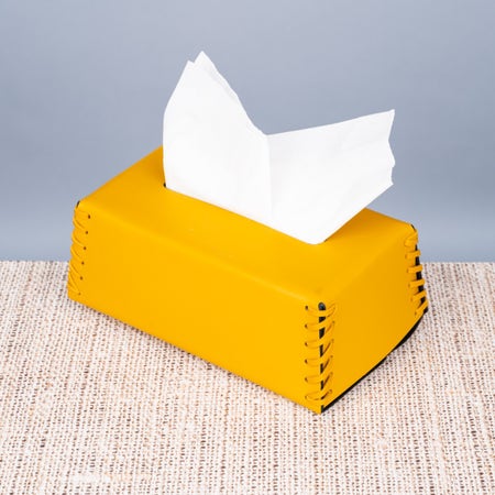 Hello Yellow Leather Tissue Box