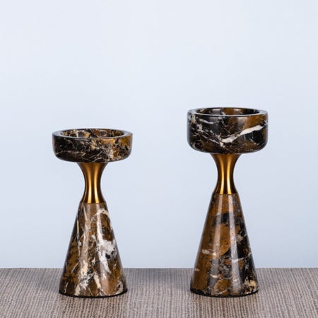 On The Spot (Gold / Brown) Marble Candle Holders