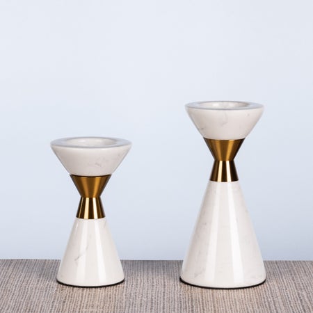 Nailed It (White / Gold) Marble Candle Holders